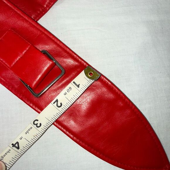 Vintage Red Faux Leather Obi-Style Wrap Belt – 1980s Inspired Waist Cincher - Picture 9 of 10